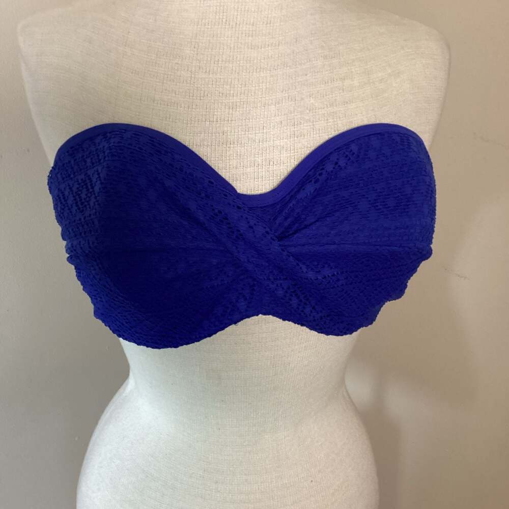 Panache Swim Anya Riva Crochet Bandeau Bikini Top Blue 36E
